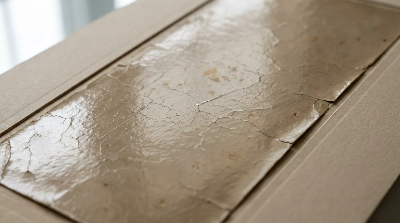 A macro photograph showing the cracked and fragile surface of an antique photograph.