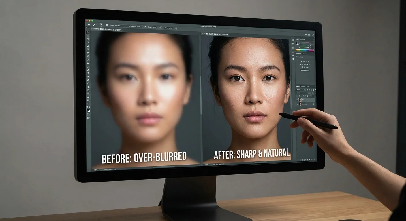 A comparison between an over-processed photo and a naturally edited portrait.