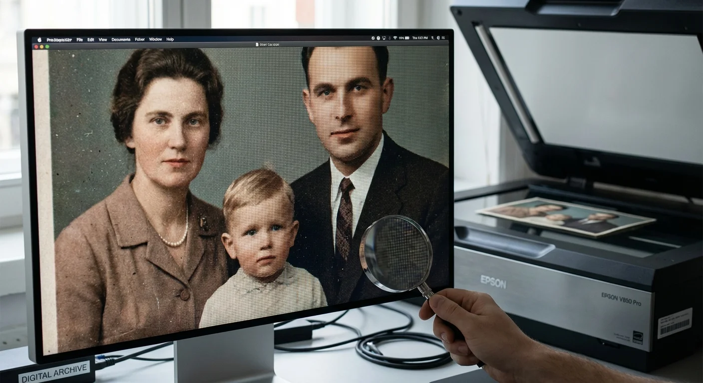 A computer screen showing a high-detail digital scan of an old photograph.