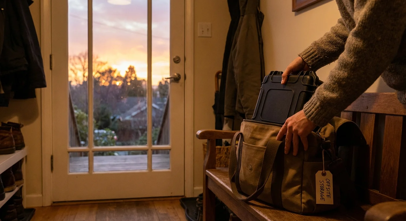 A person packing a backup drive to store it in a different location.