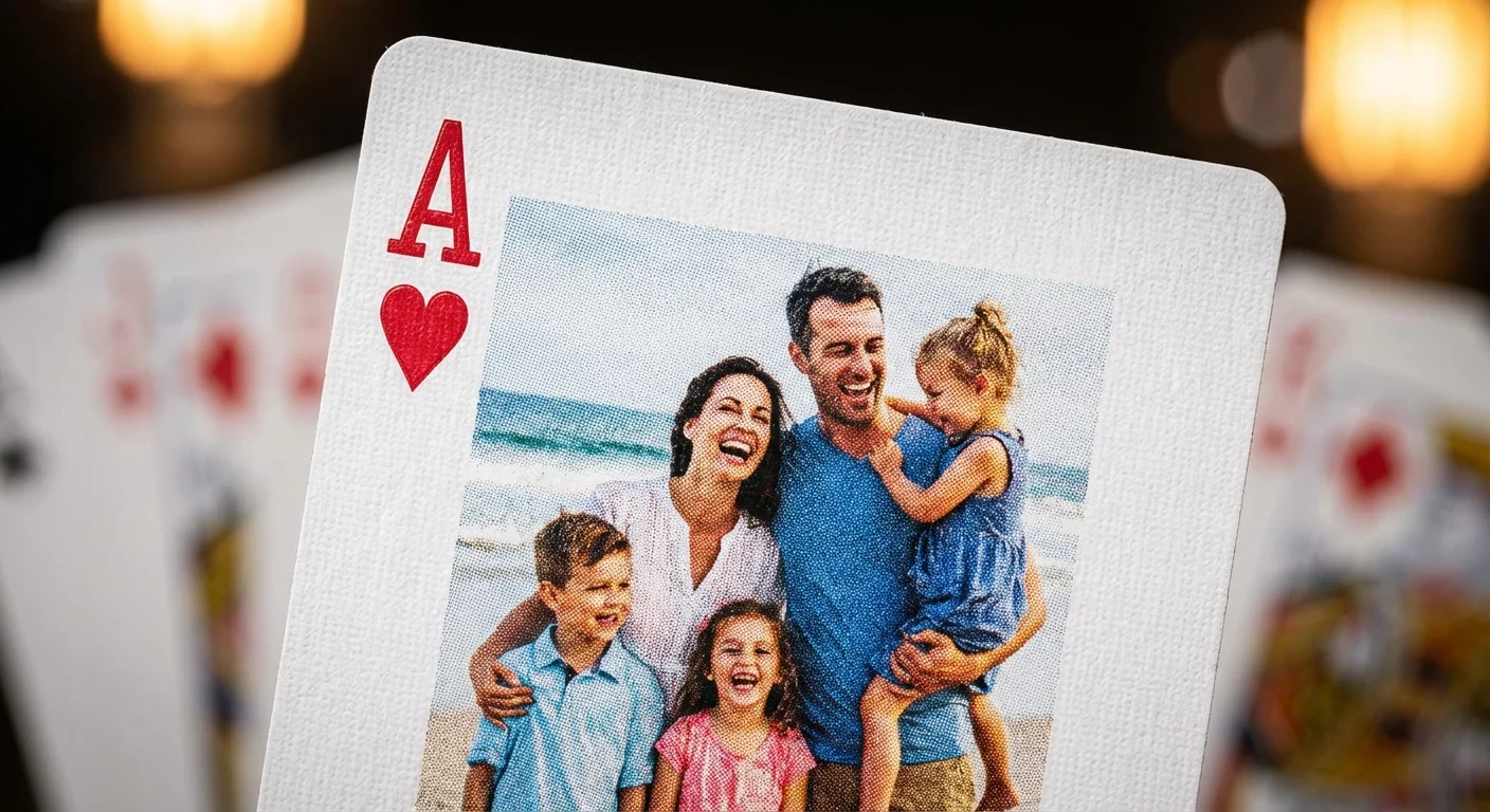 Extreme close-up of a playing card showing high-resolution print quality and fine detail.